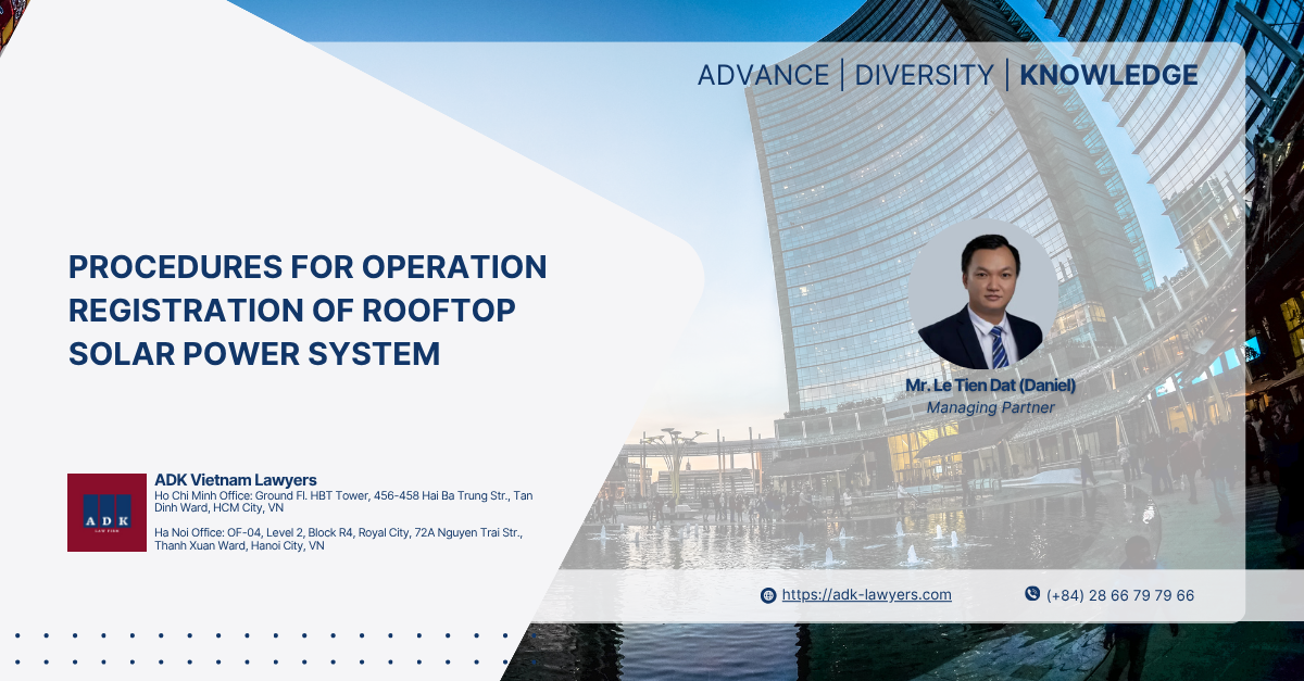 PROCEDURES FOR OPERATION REGISTRATION OF ROOFTOP SOLAR POWER SYSTEM