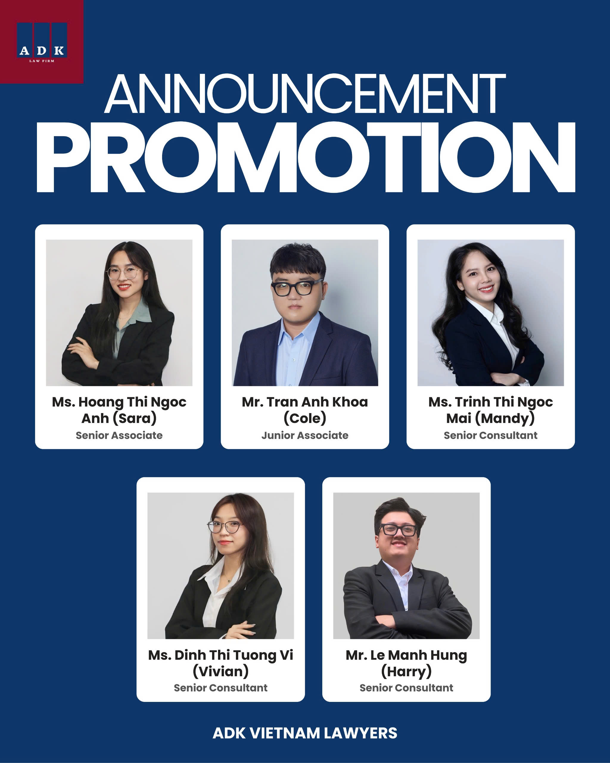 ADK Vietnam Lawyers Công Bố Quyết Định Bổ Nhiệm Nhân Sự Năm 2026